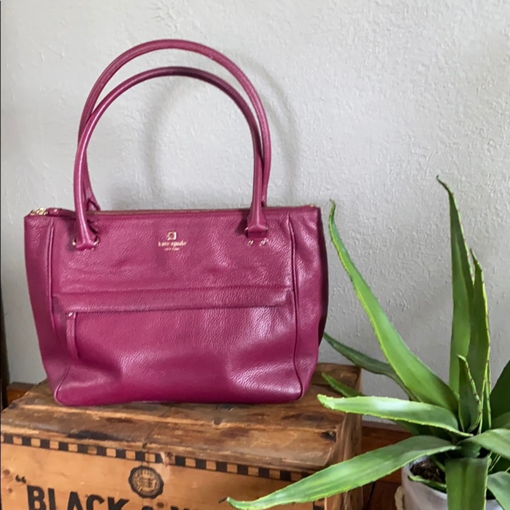 Magenta Leather Tote